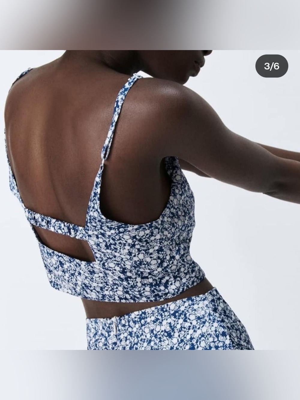 NWT Zara Blue and White Floral Cropped Cami Size S